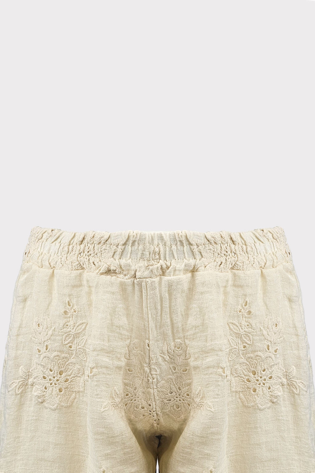 Shorts lino ricamato