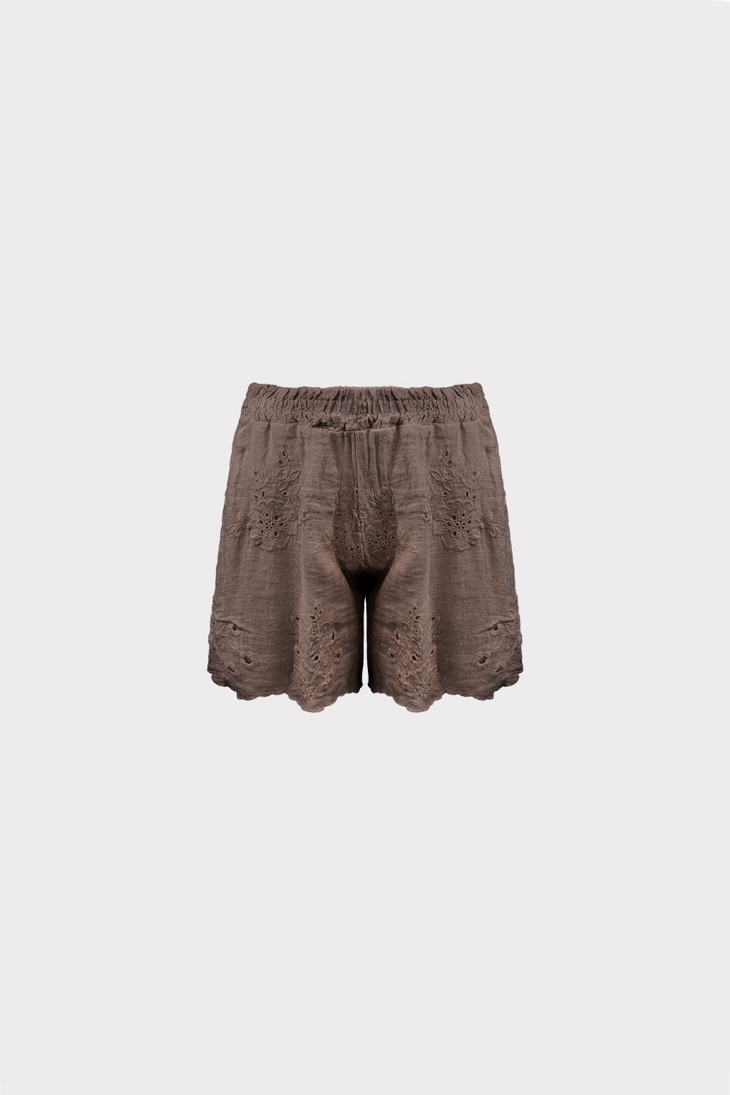 Shorts lino ricamato