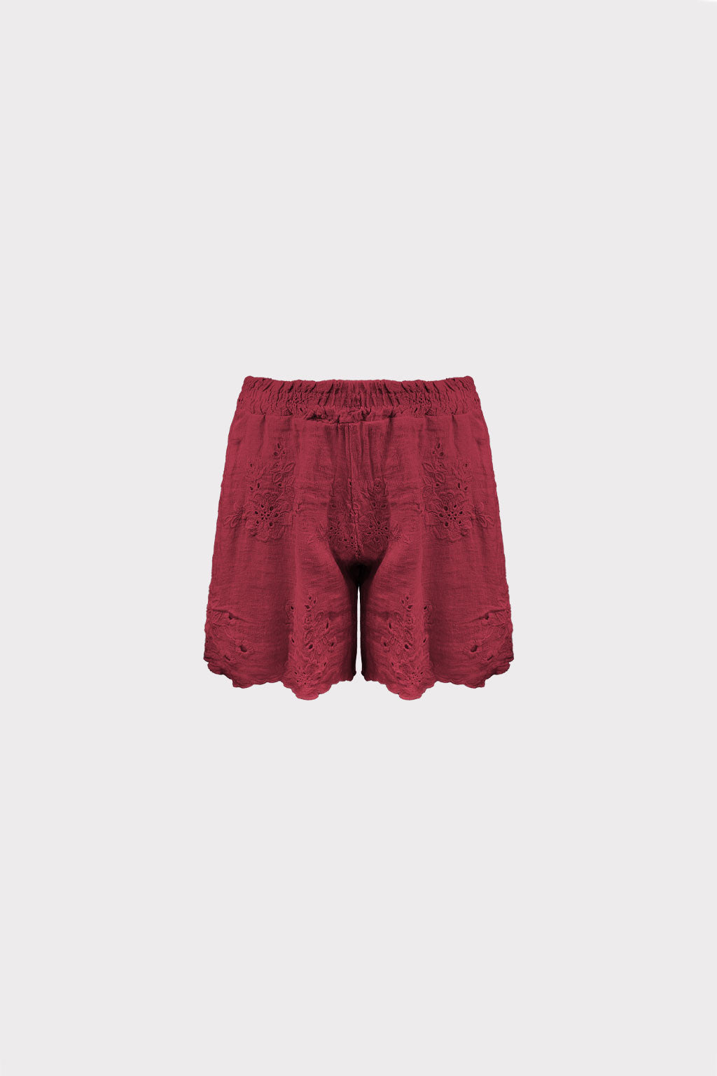 Shorts lino ricamato