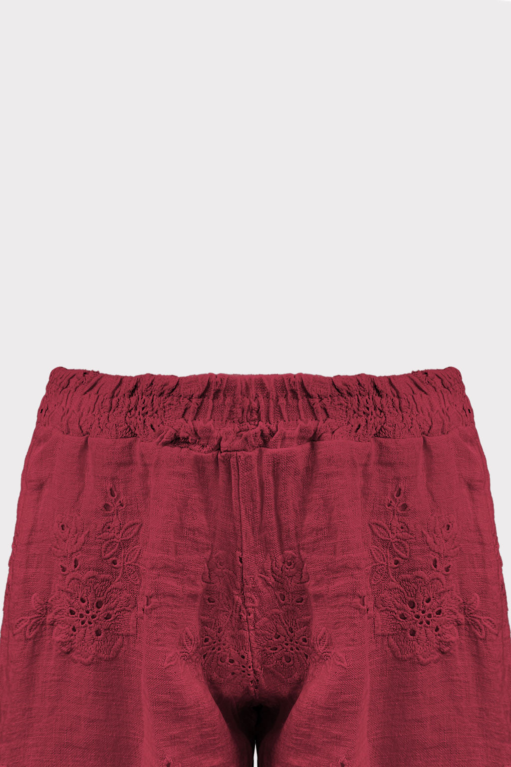 Shorts lino ricamato