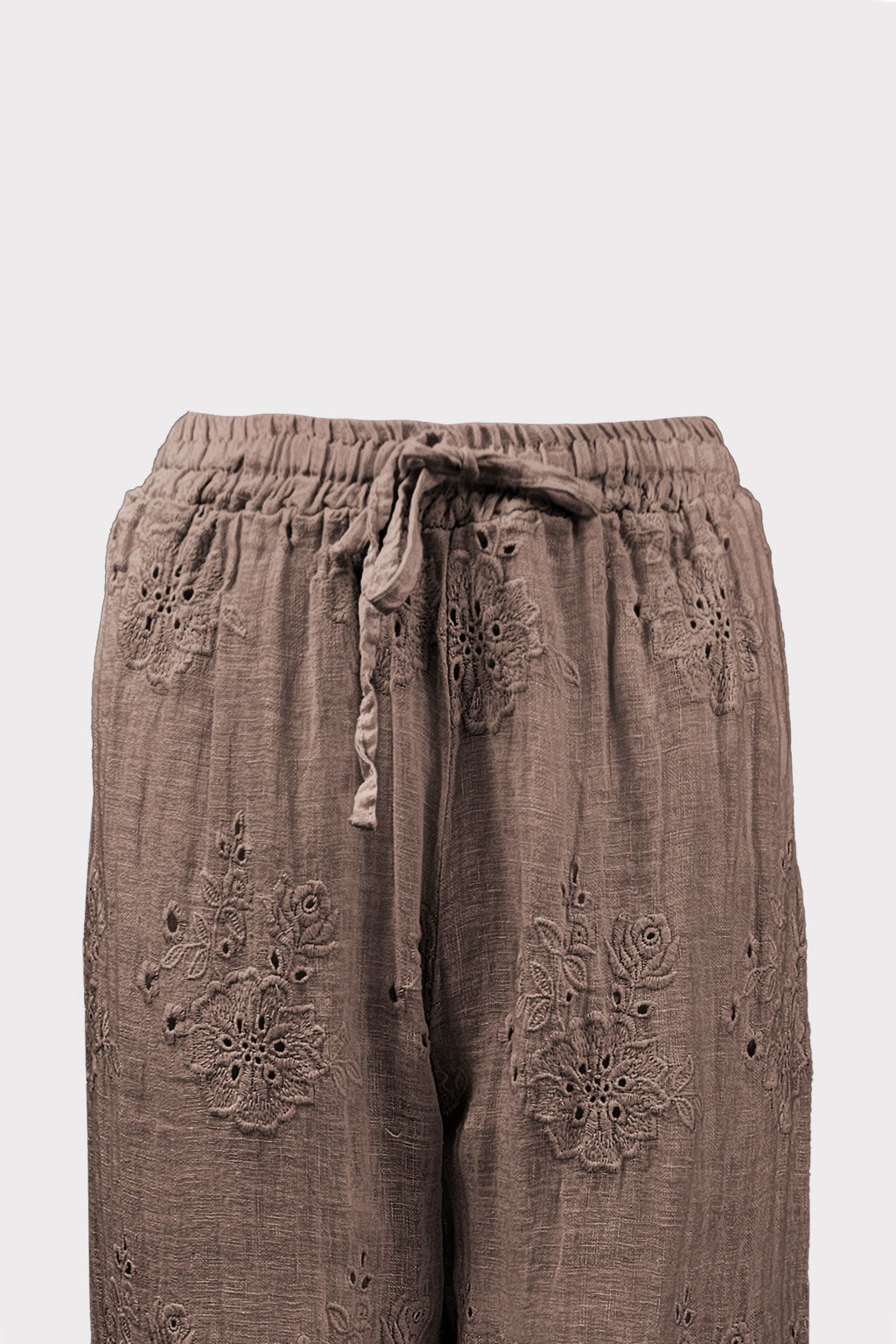 Pantaloni lino ricamato