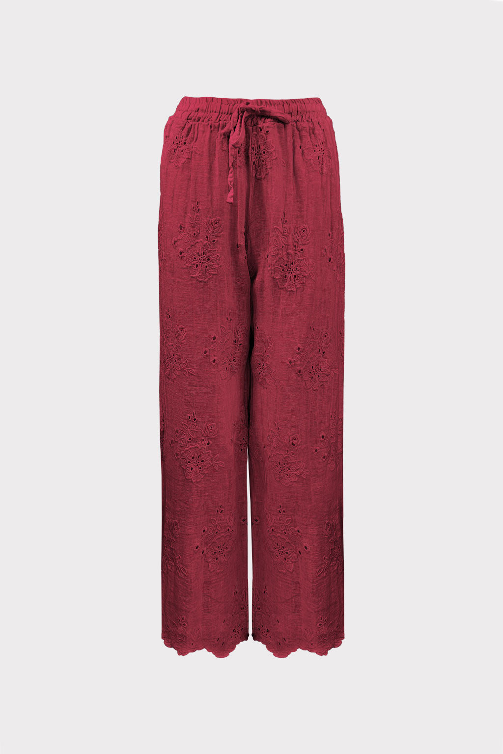Pantaloni lino ricamato