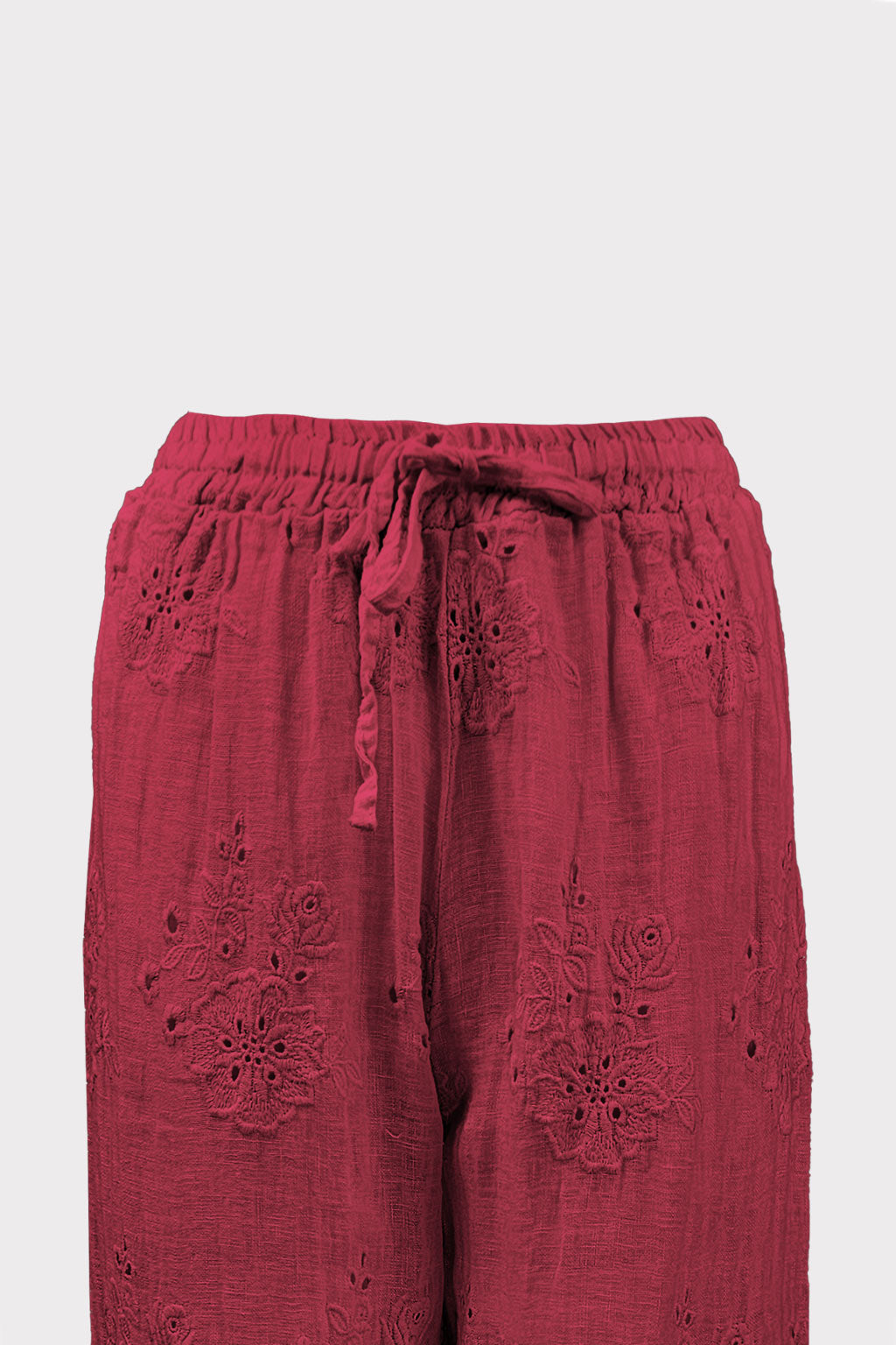 Pantaloni lino ricamato