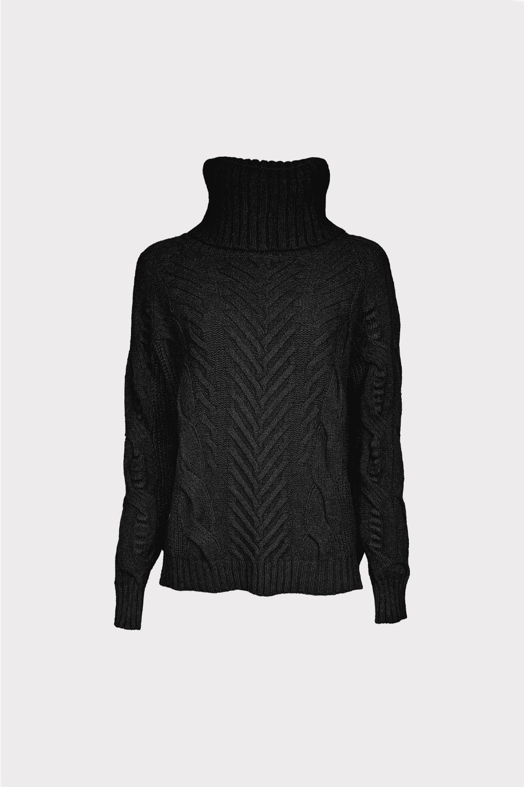 Maglia collo alto trecce