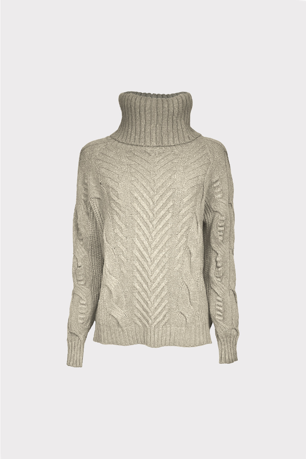 Maglia collo alto trecce