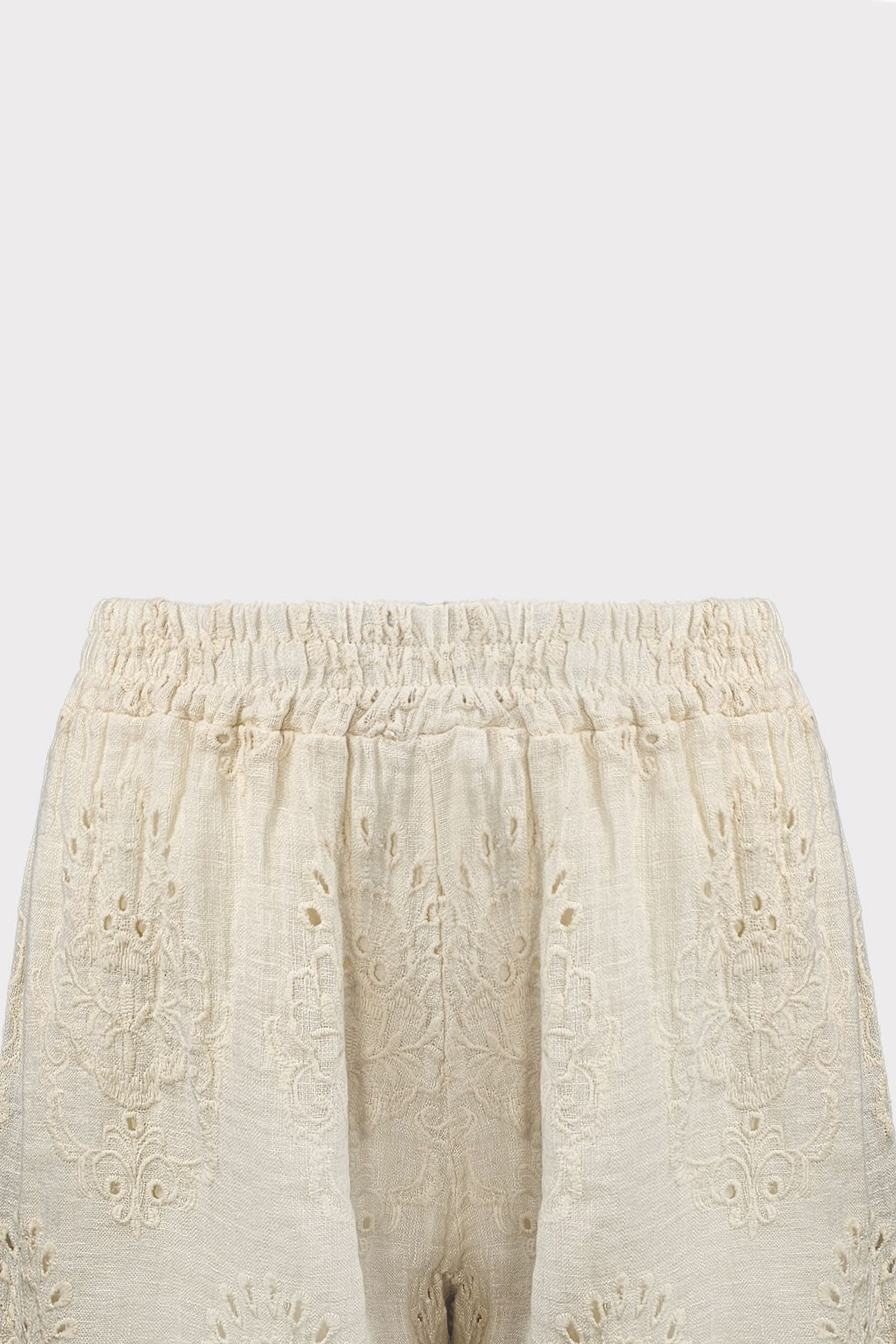 Pantalone con ricamo traforato