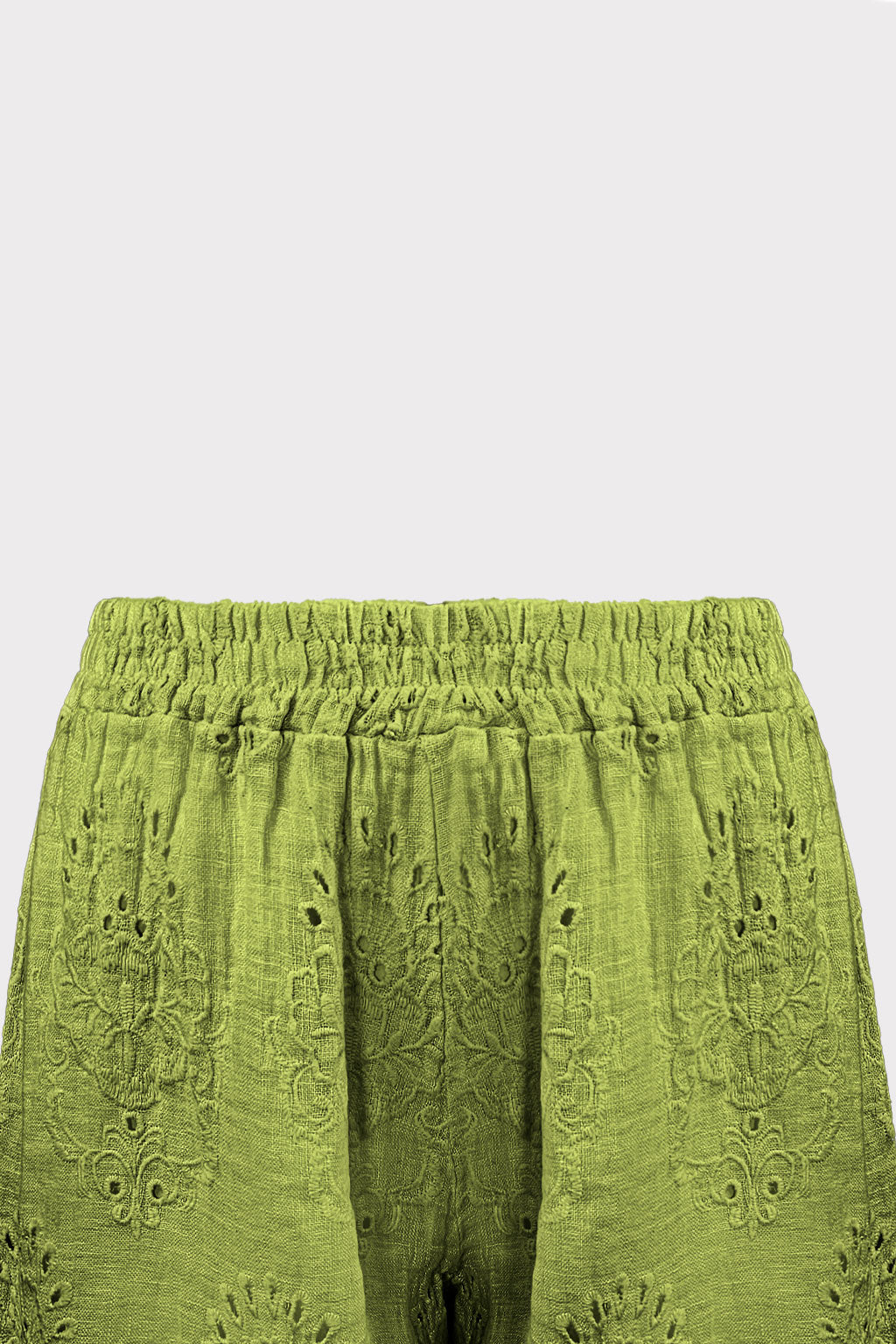 Pantalone con ricamo traforato