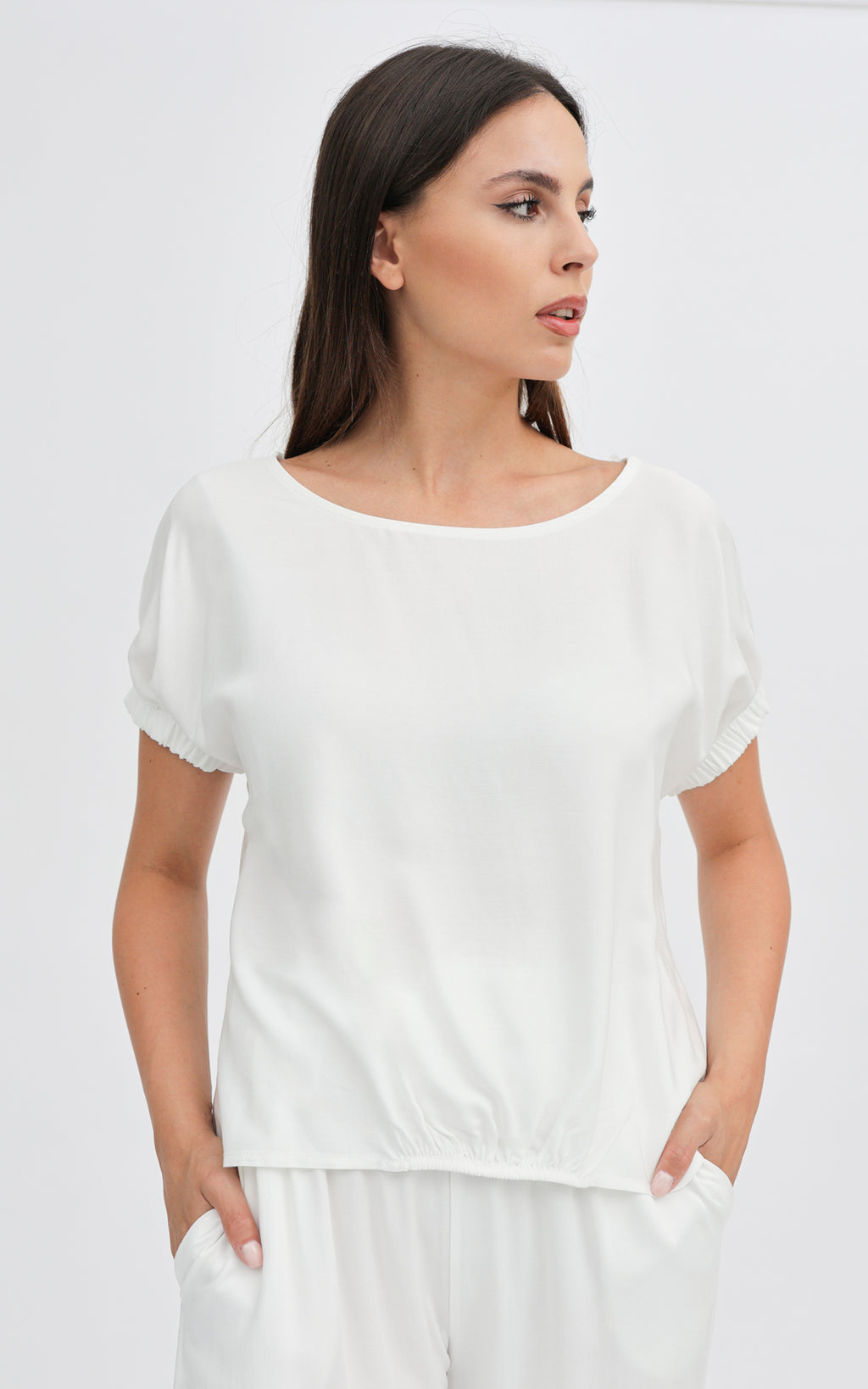 Blusa maniche con elasticatura