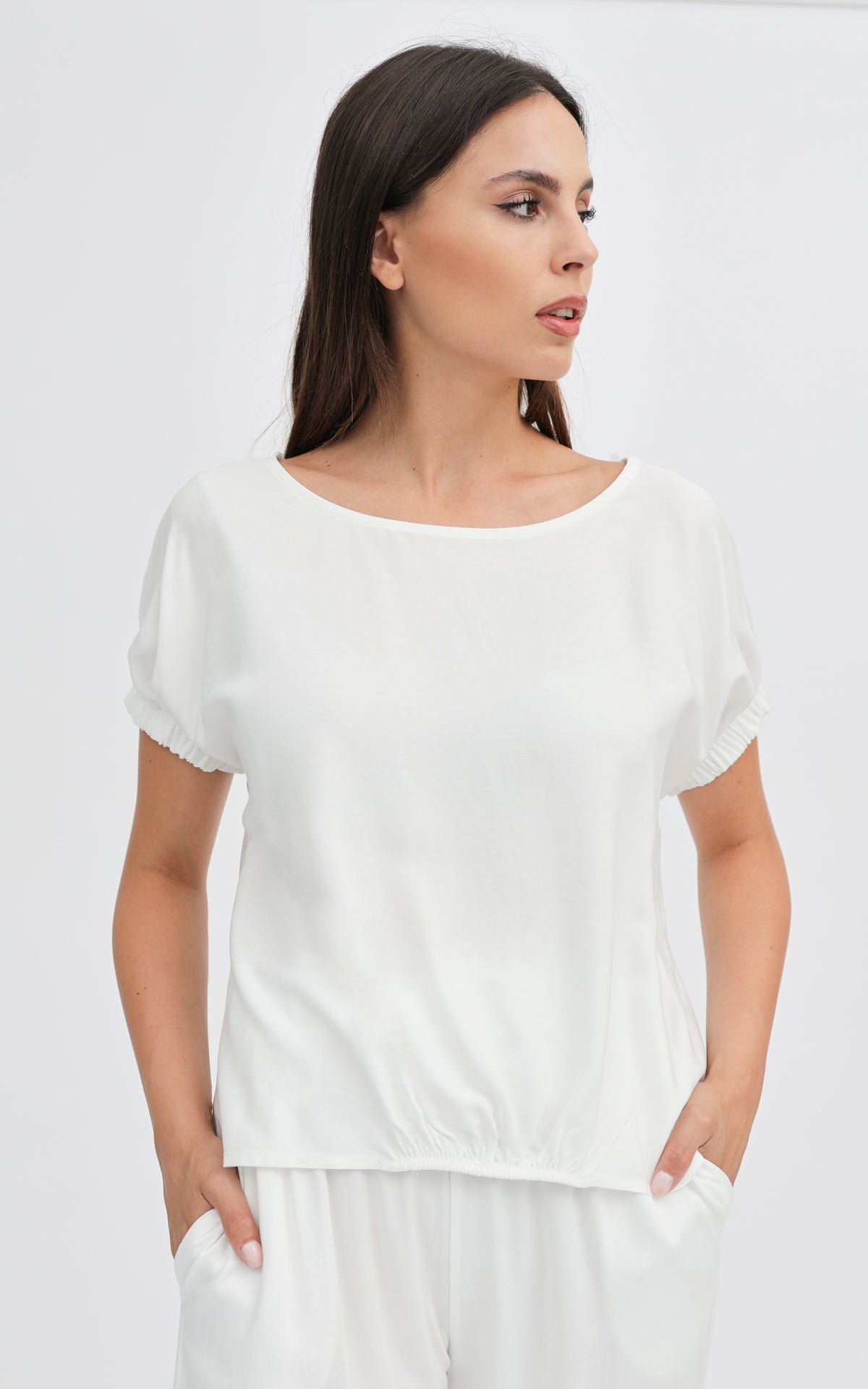 Blusa maniche con elasticatura