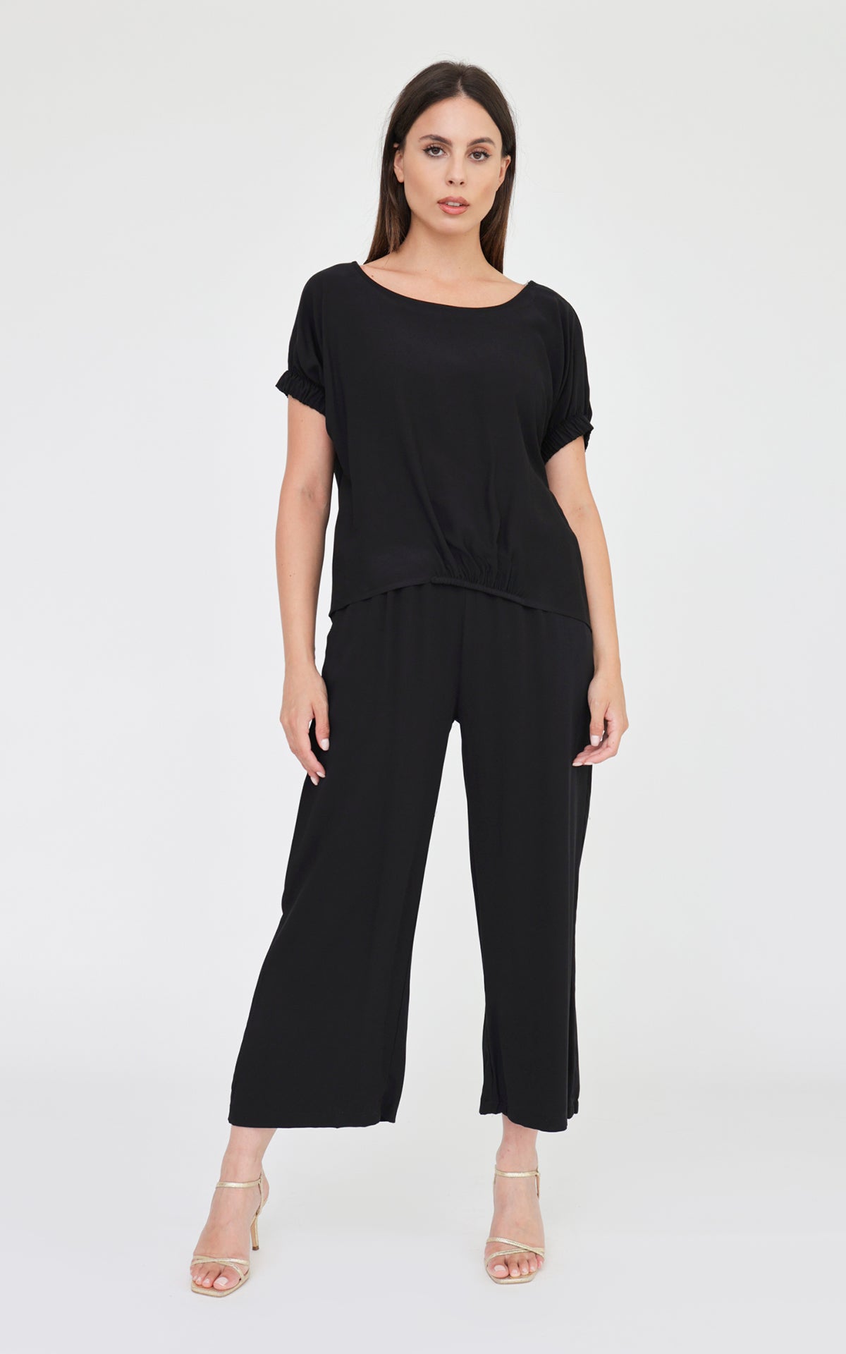 Blusa maniche con elasticatura