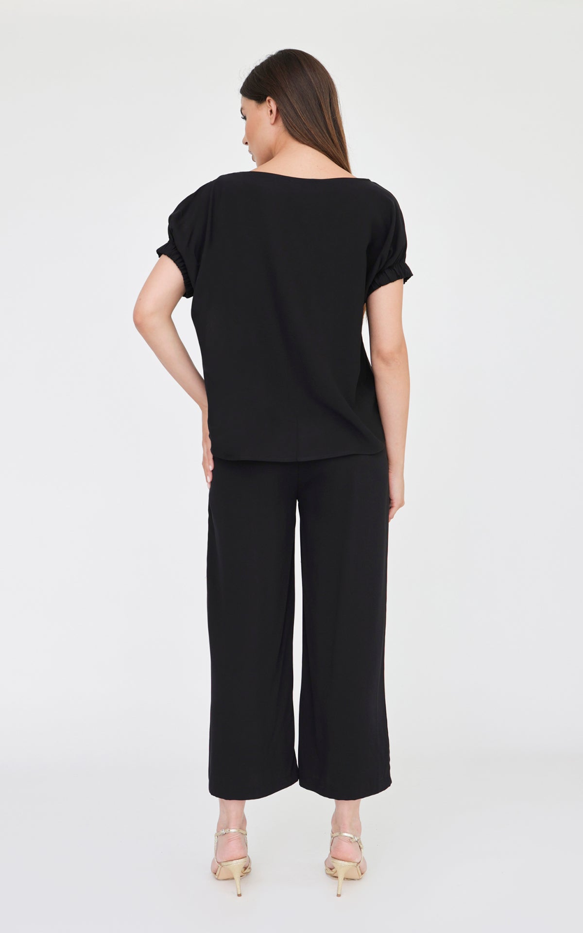 Blusa maniche con elasticatura