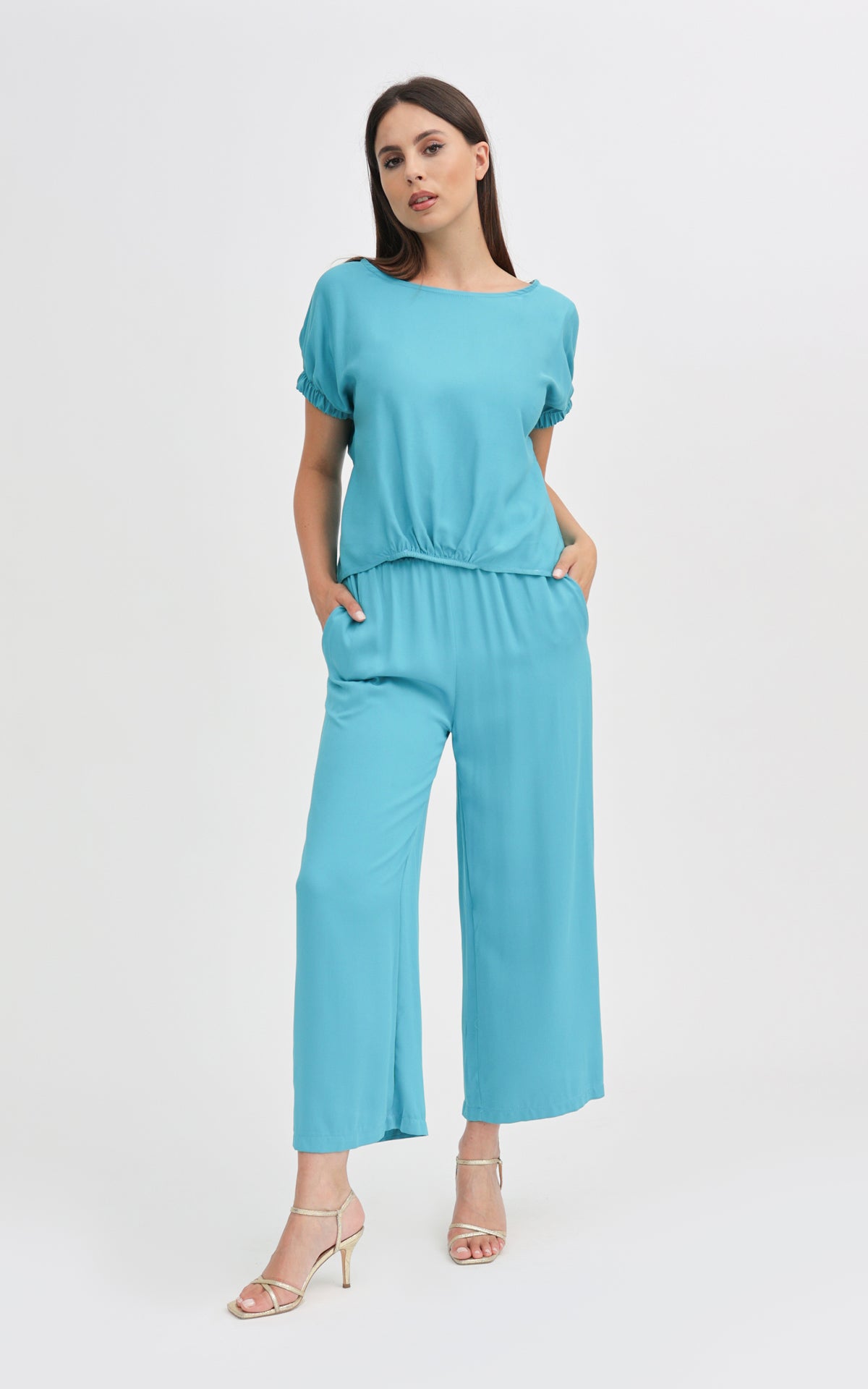Blusa maniche con elasticatura