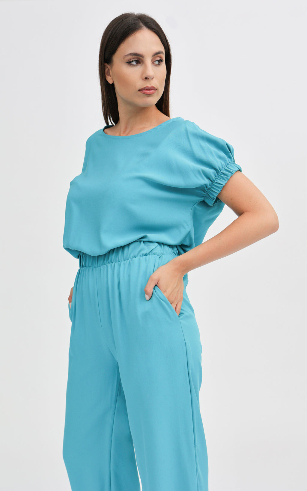 Blusa maniche con elasticatura