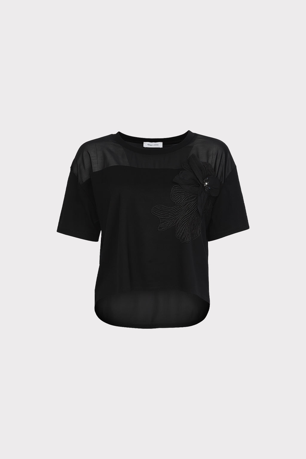 Blusa dettaglio fiore e perle