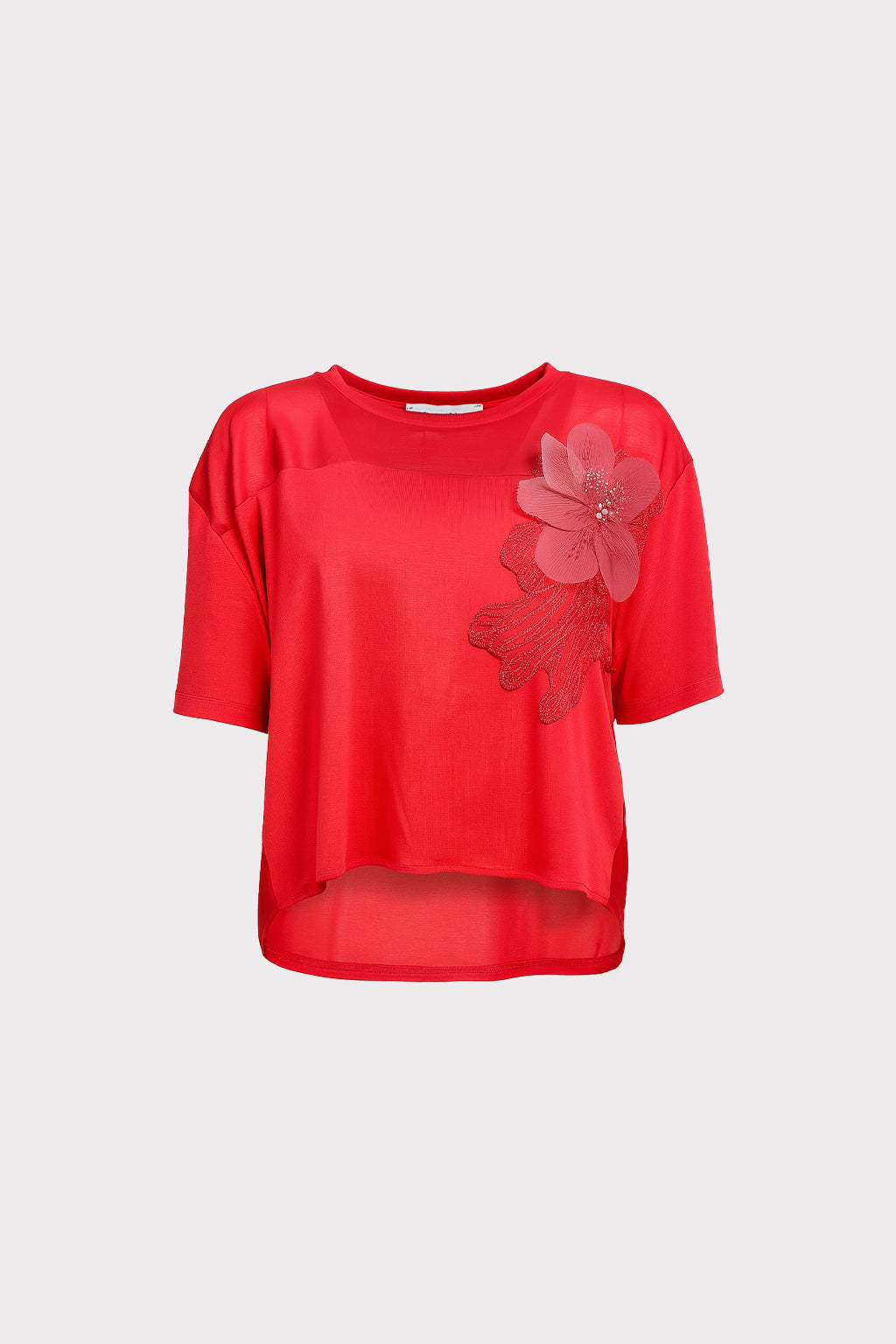 Blusa dettaglio fiore e perle