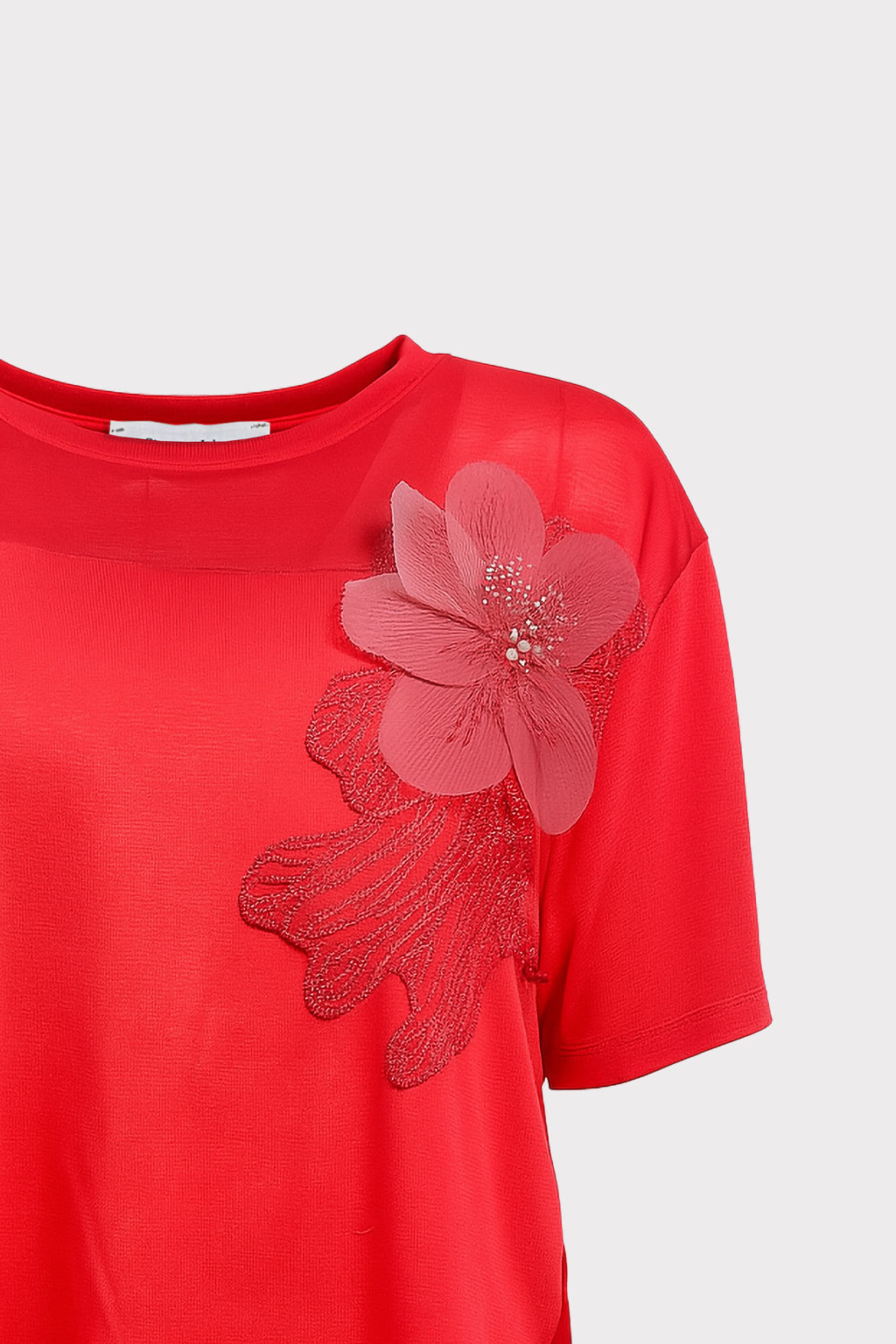 Blusa dettaglio fiore e perle