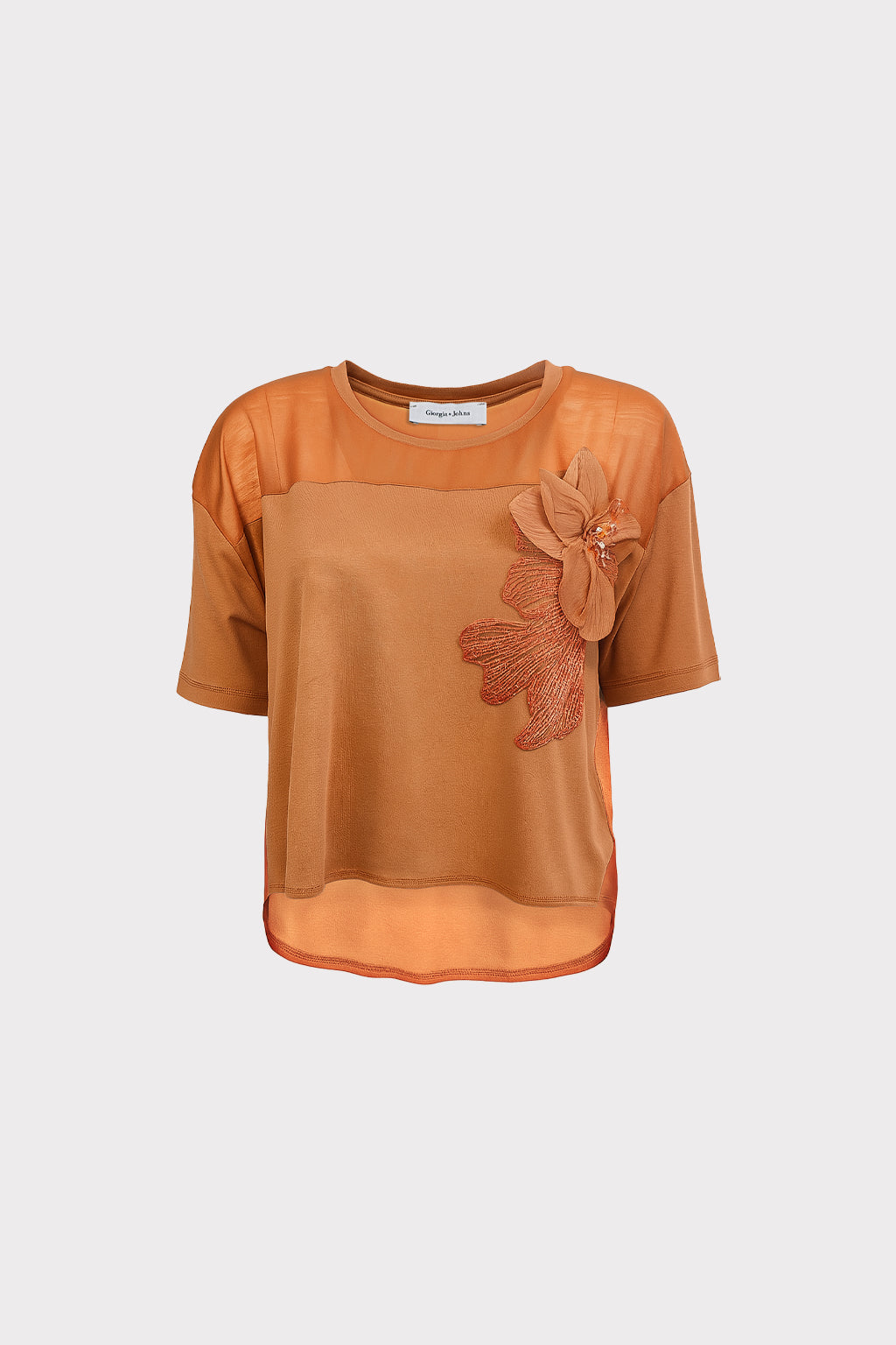 Blusa dettaglio fiore e perle