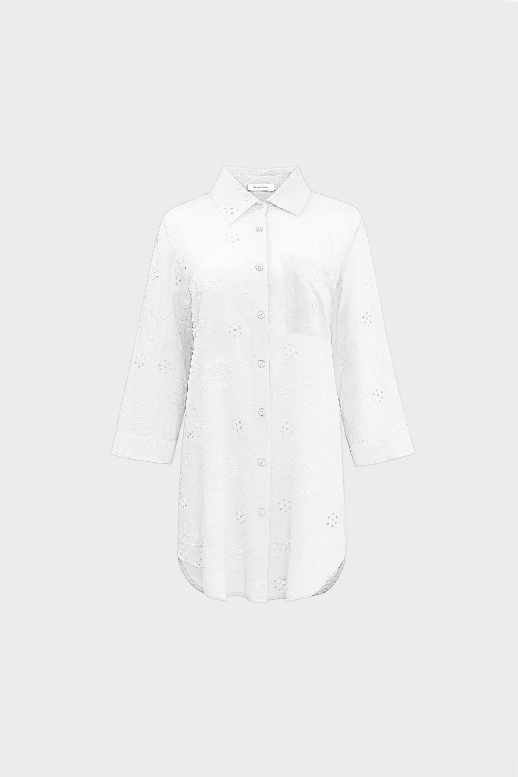 Abito camicia corto in sangallo