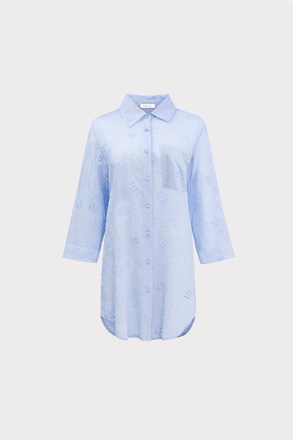 Abito camicia corto in sangallo