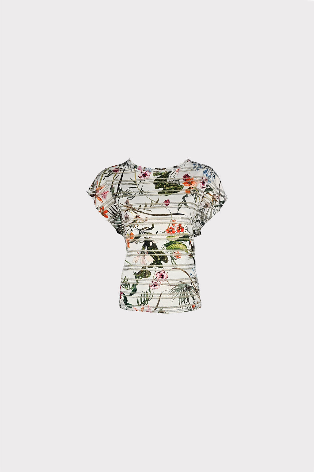 Maglia fiori inserto lurex