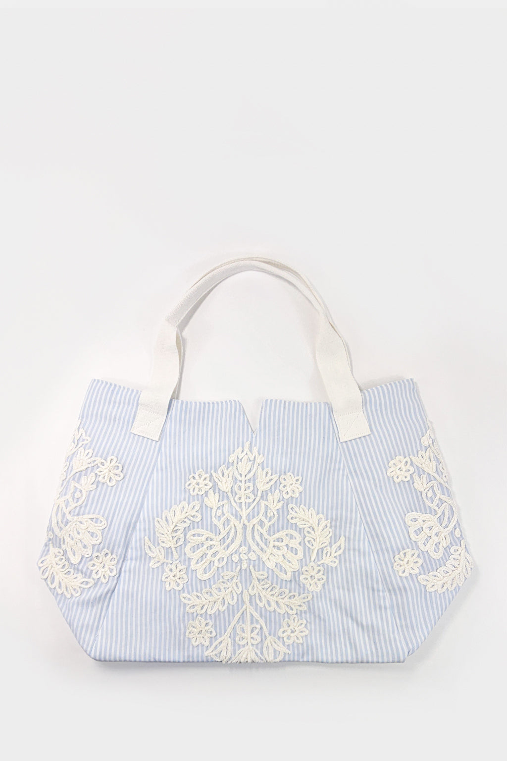 Borsa righe ricamo