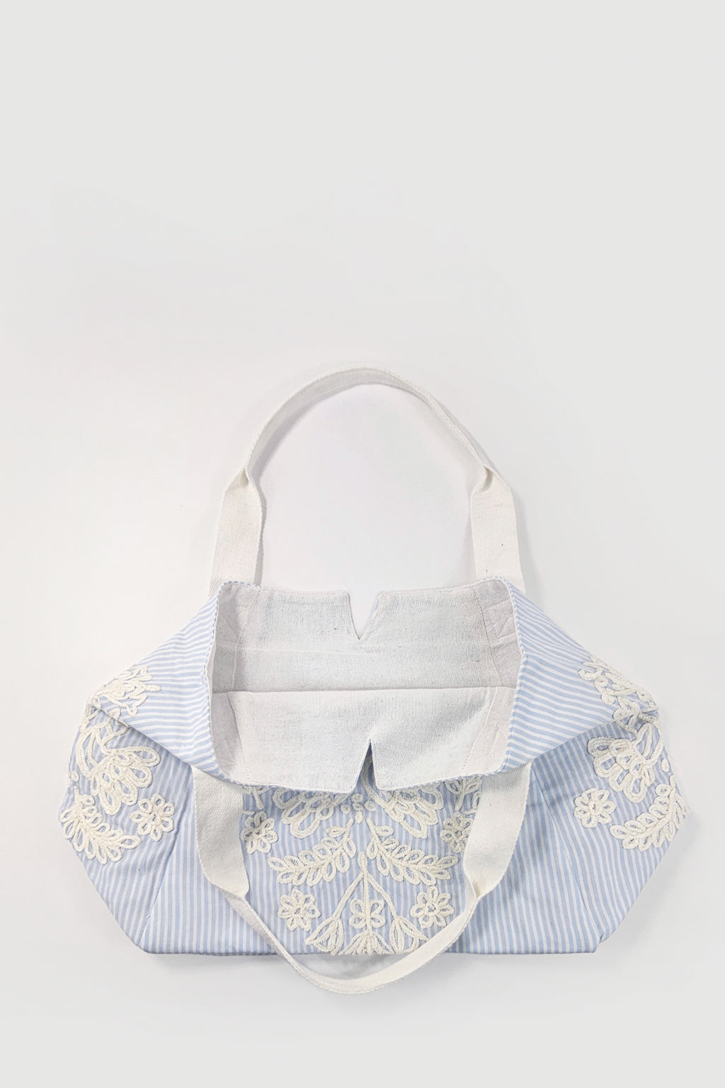 Borsa righe ricamo