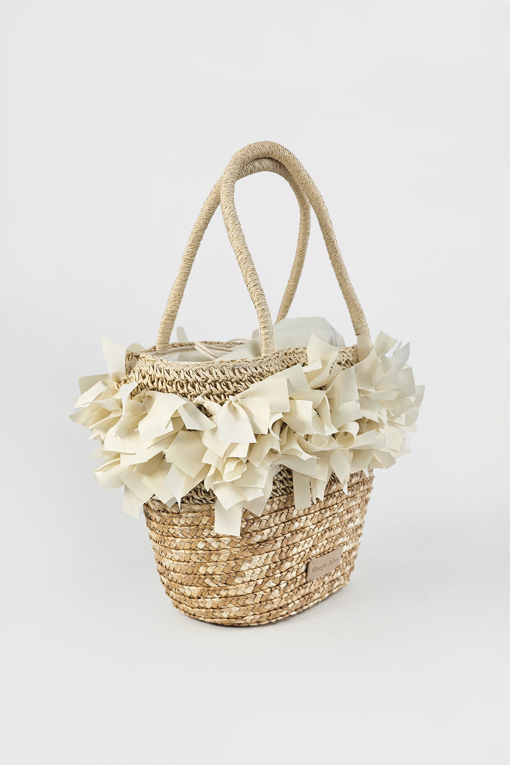 Borsa paglia petali