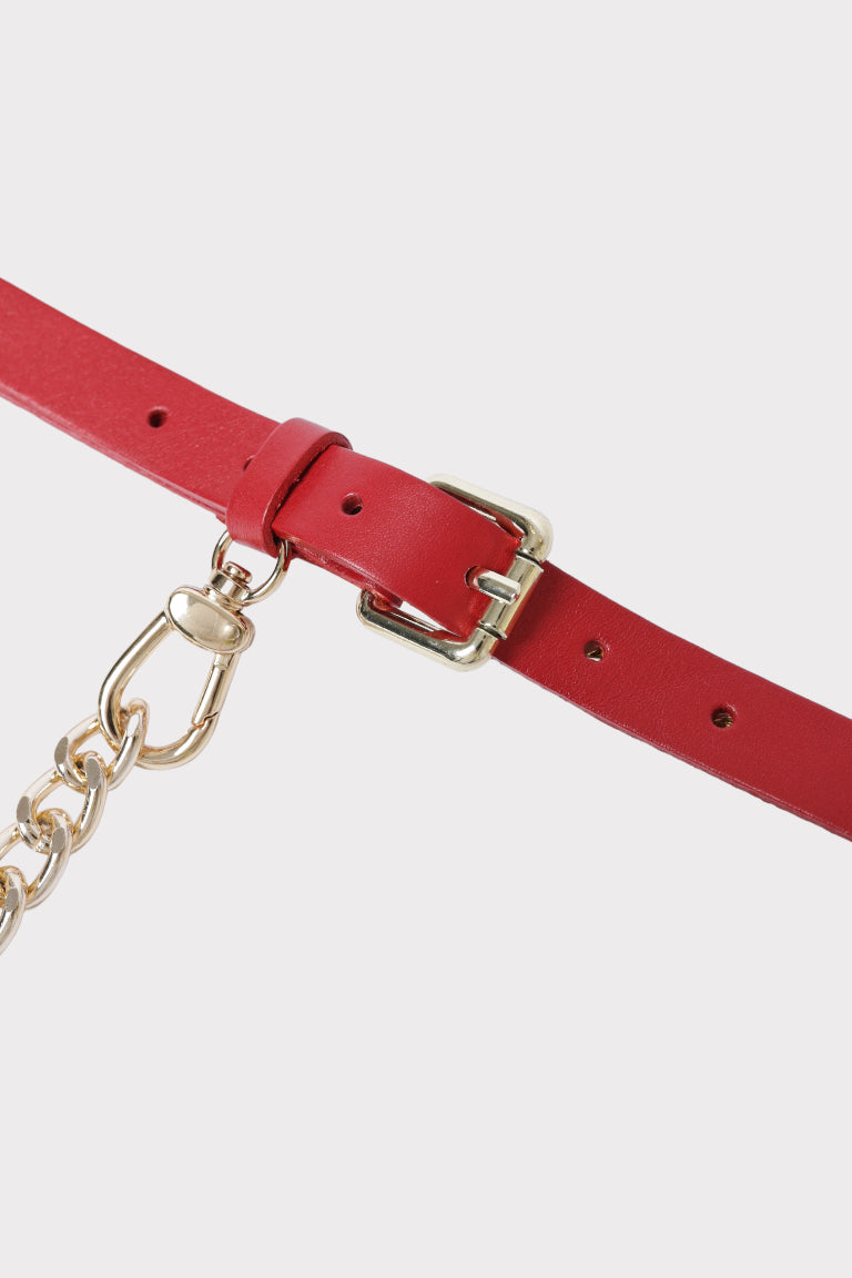 Cintura pelle con catena