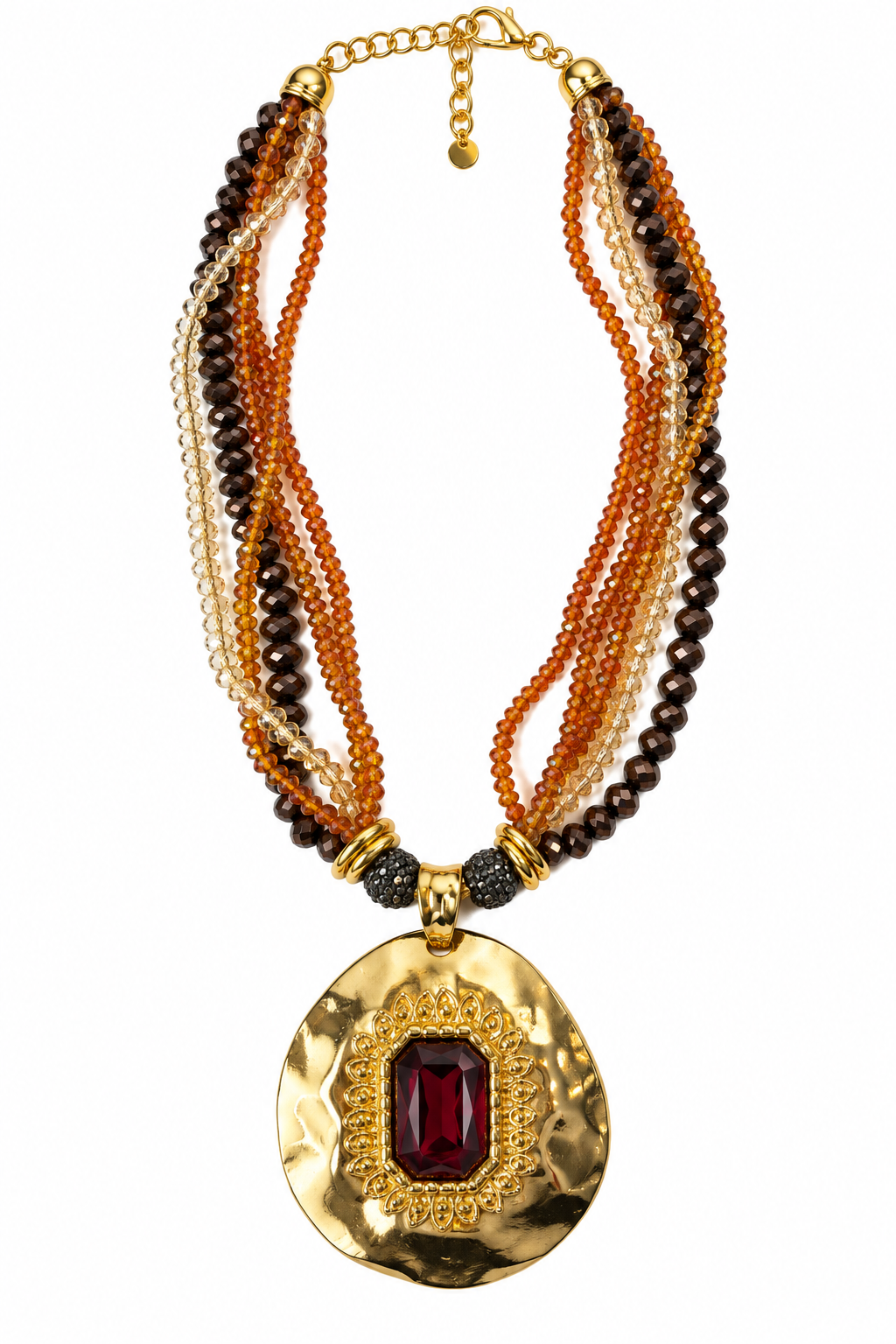 Collana multifilo con medaglione