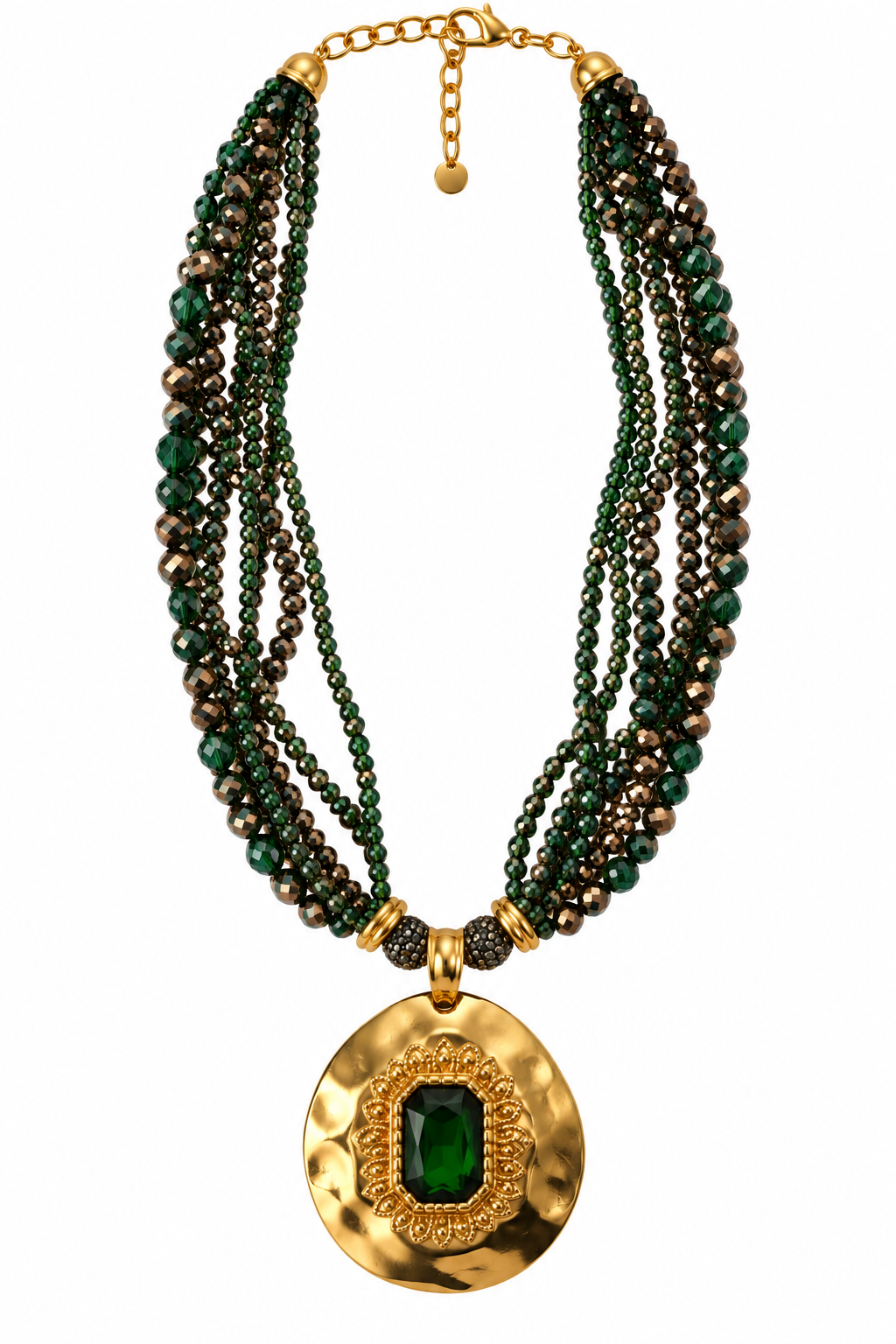 Collana multifilo con medaglione