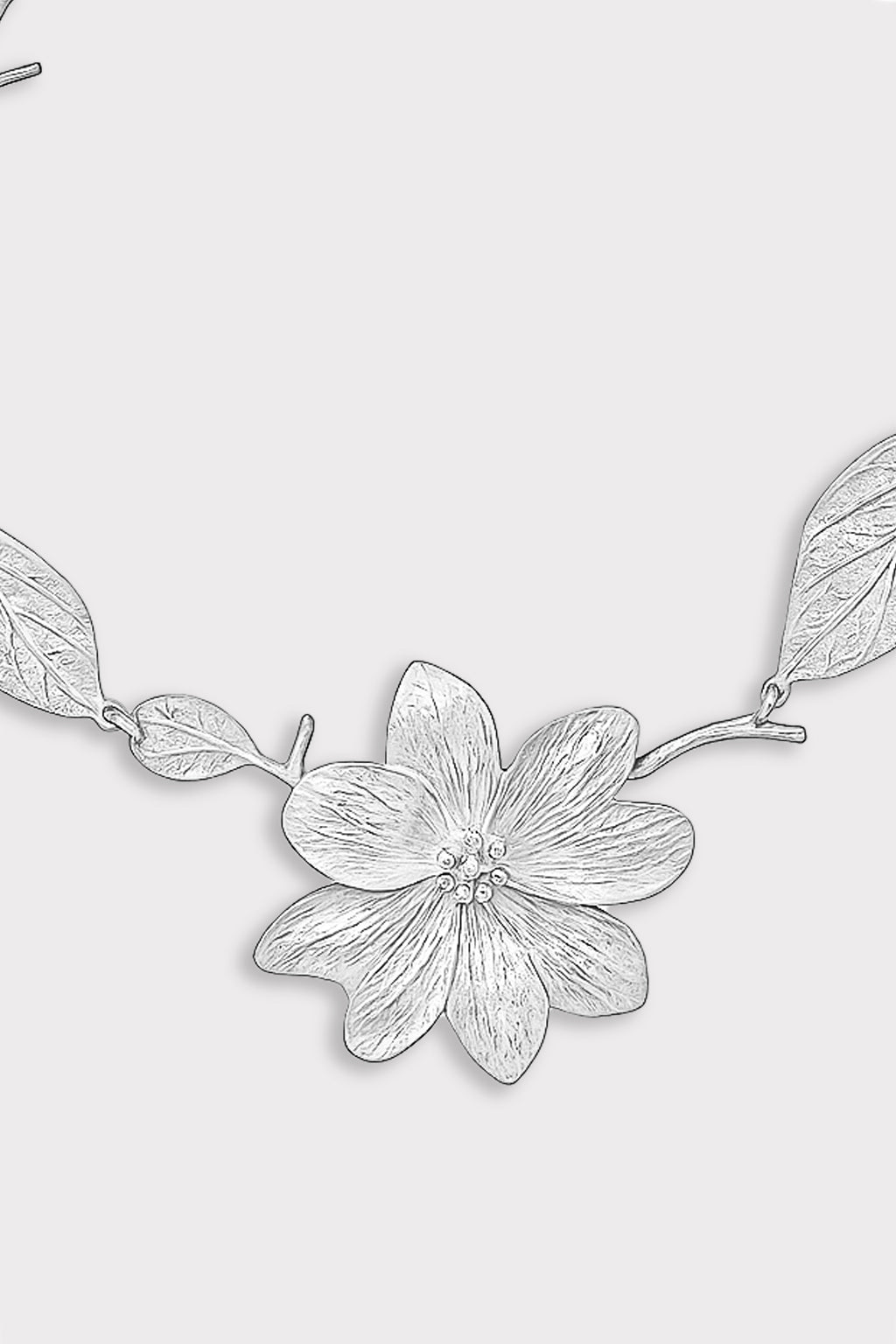 Collana metallo fiore e foglie