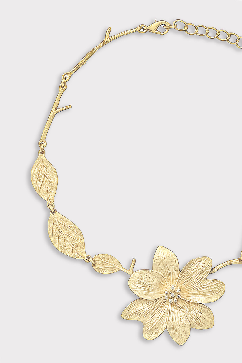 Collana metallo fiore e foglie