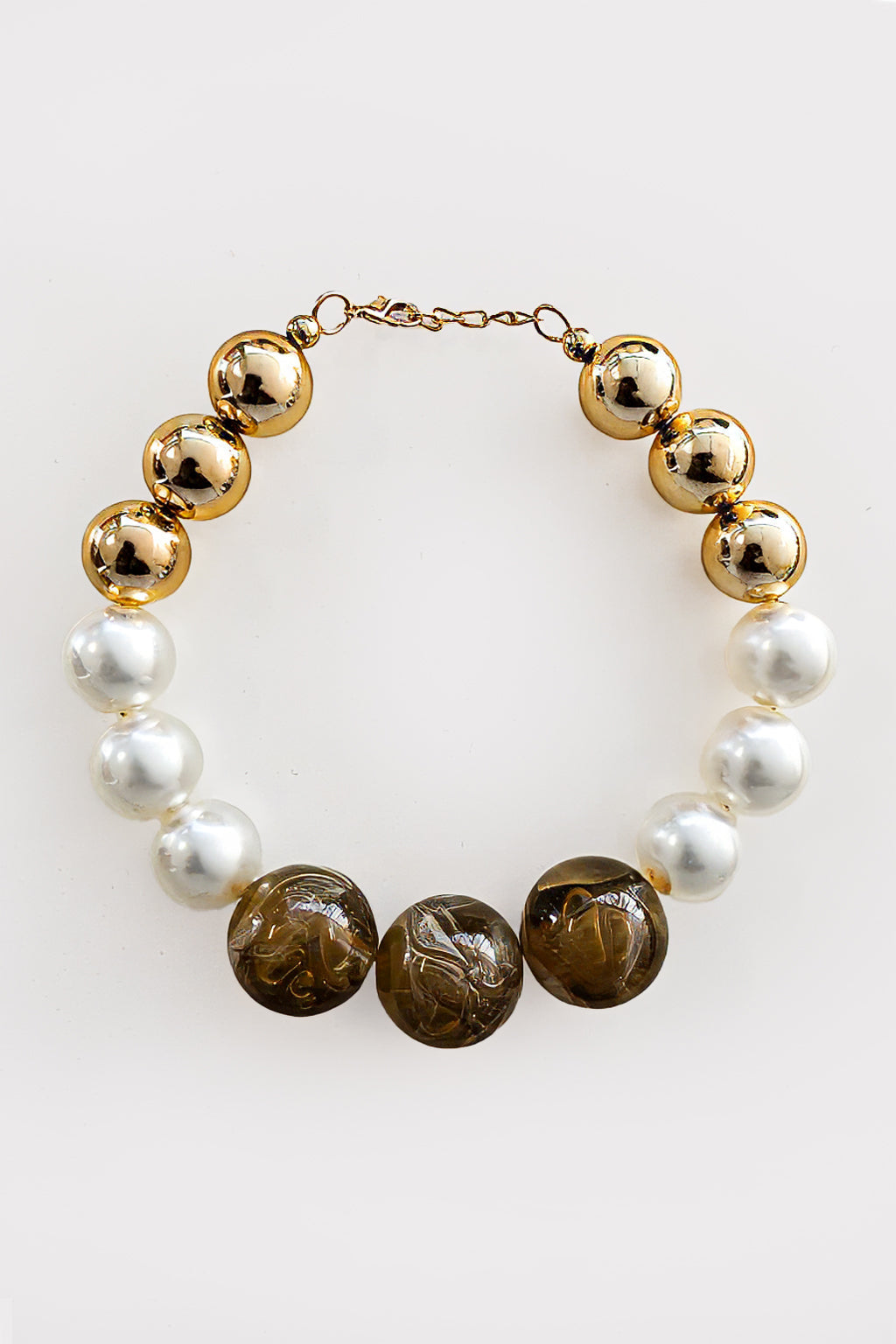 Collana corta sfere e perle